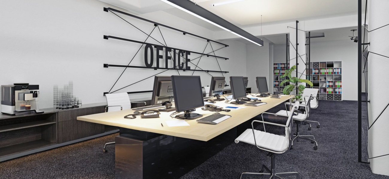 Eco-friendly modern office interior design concept